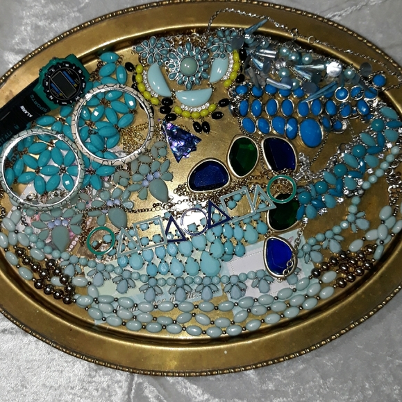 SOLD!!Vintage teal blue bling jewelry lot - Picture 2 of 10